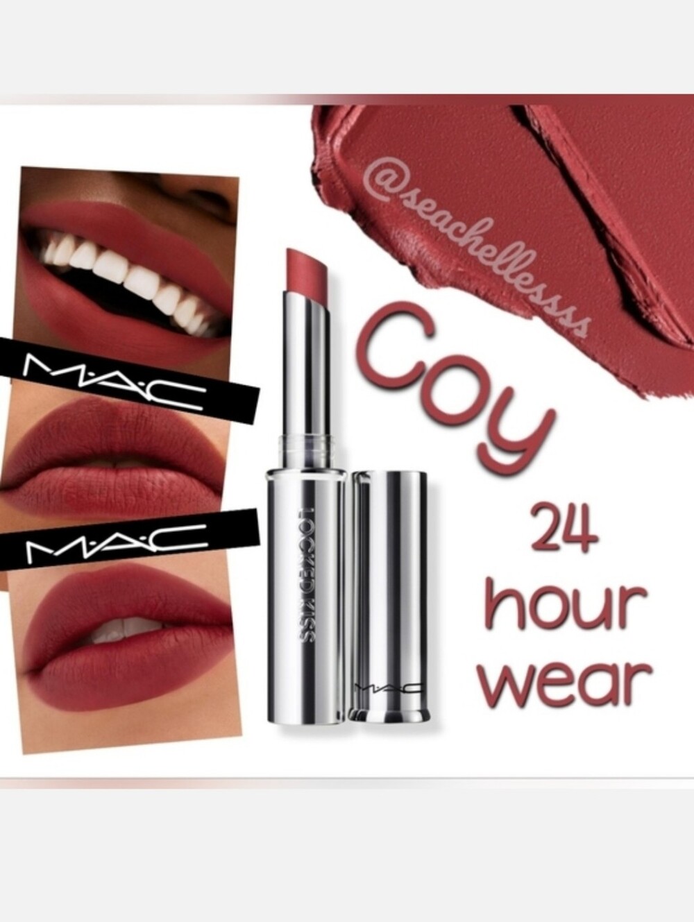 Mac Locked Kiss 24 Hour Lipstick Coy Dusty Rose Brand New in Box Authentic